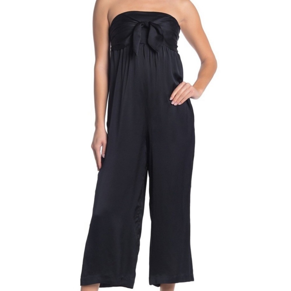 MADEWELL STRAPLESS KNOT TIED BLACK CROPPED JUMPSUIT with POCKETS NEW 00